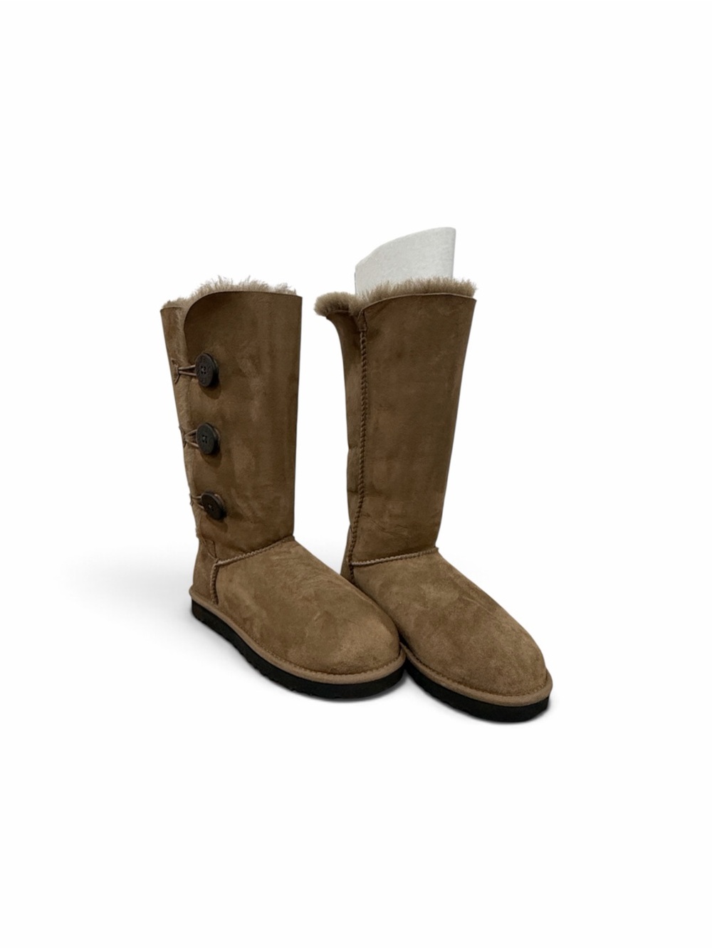 UGG Chestnut Button Tall Suede Shearling Boots